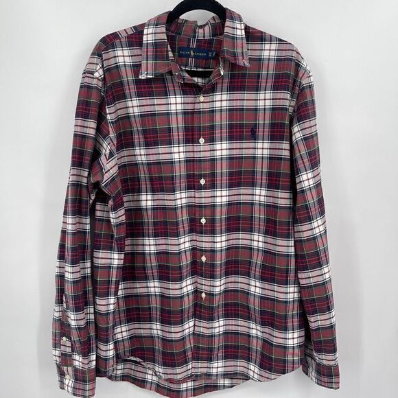 Ralph Lauren Button-Up Long Sleeve Collared Multicolor Plaid Shirt Size XL - Picture 1 of 4